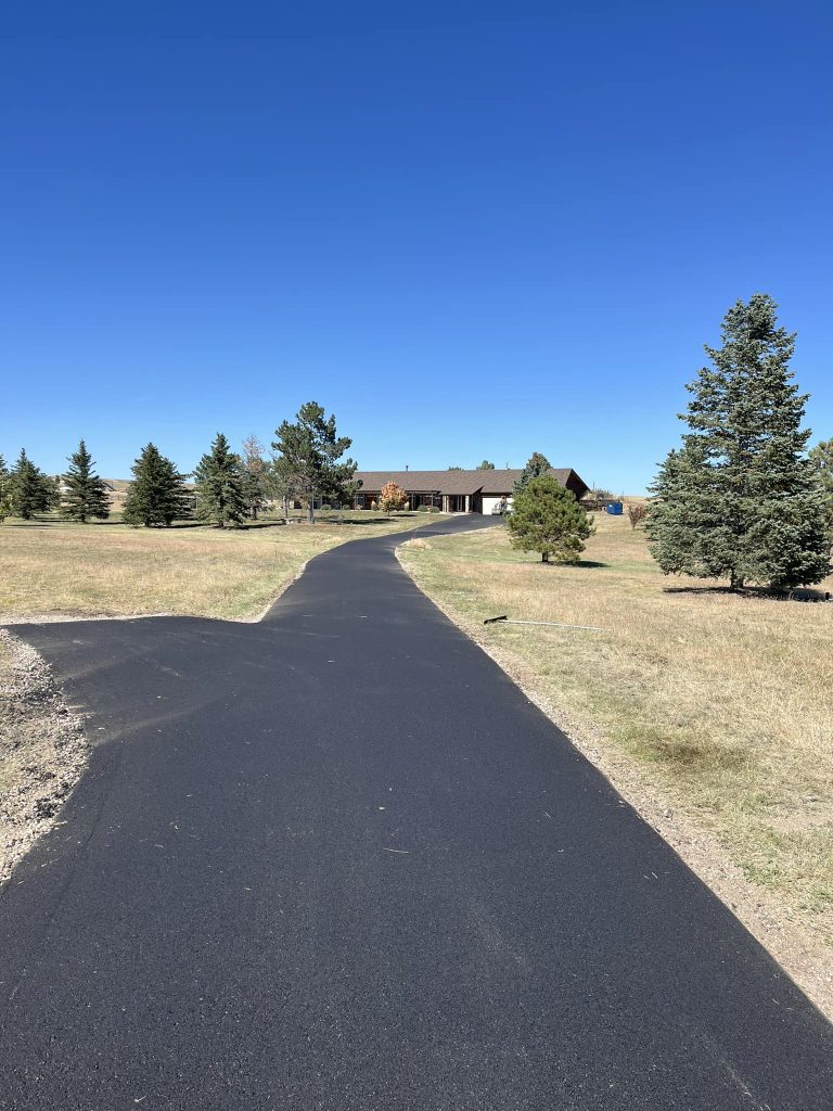 Long driveway int eh country being installed
