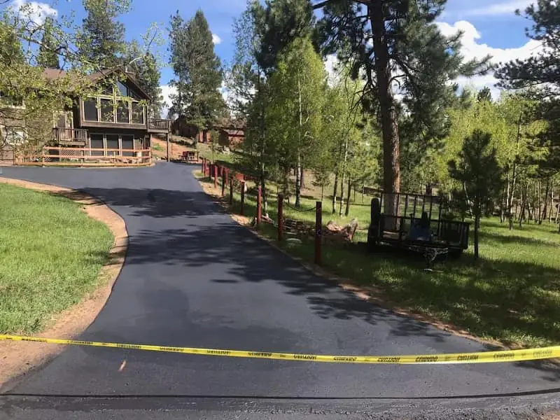 driveway in the foothills that has sealcoating applied to it