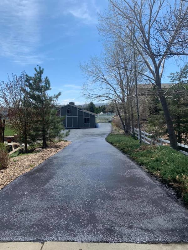 driveway with wet sealcoating