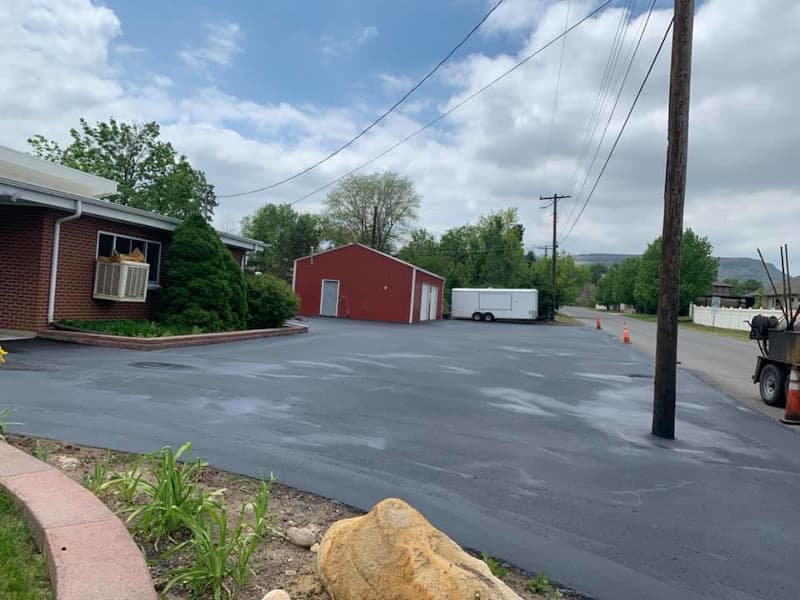 Small city driveway with asphalt coating