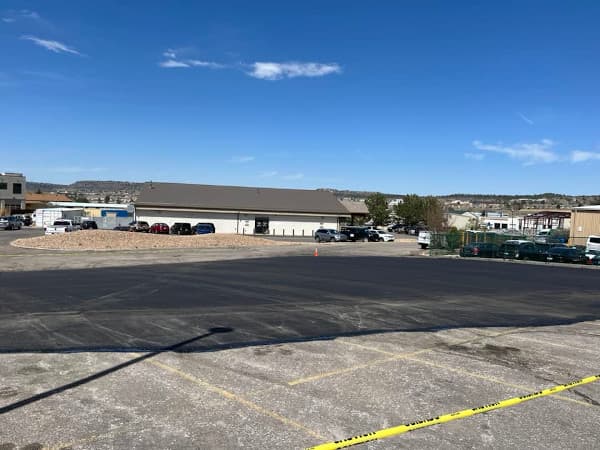 Office building that had its asphalt patched