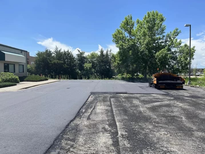 parking lot with new asphalt