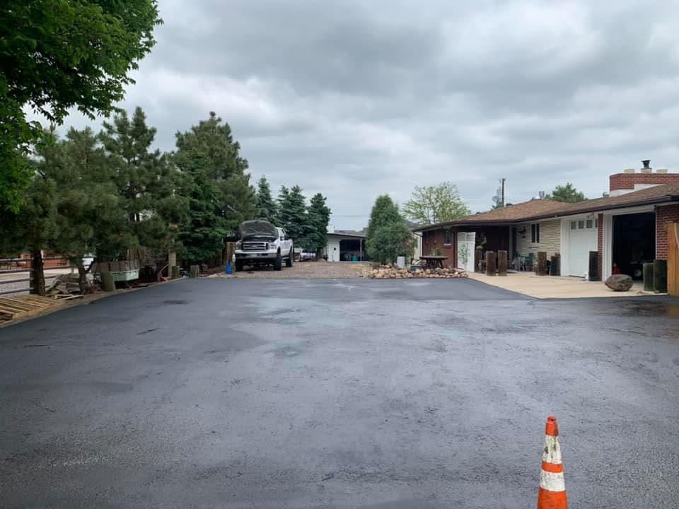 Small driveway that has dried sealcoating
